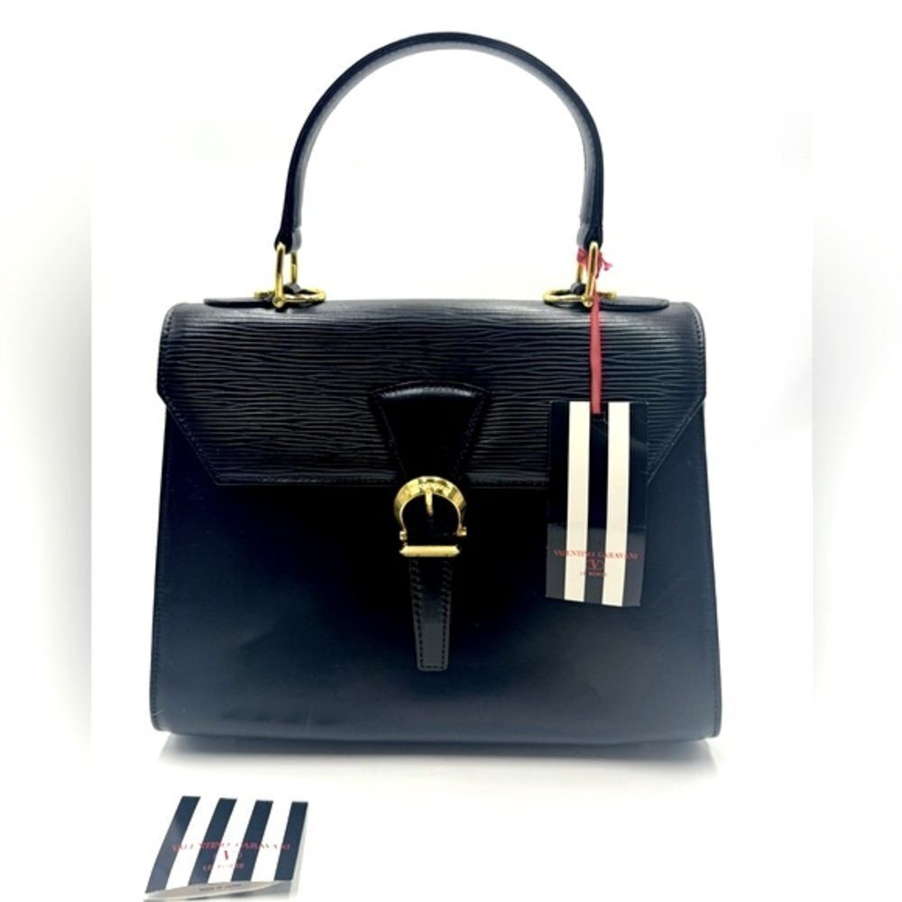 Valentino Garavani Black Saffiano & Epi Leather 2way Top Handle Kelly Bag